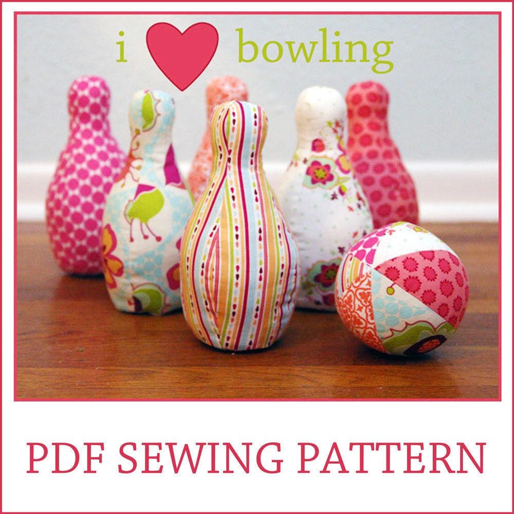 INSTANT DOWNLOAD i heart bowling PDF sewing pattern