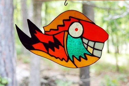 Stained Glass Fish known as BRUCE suncatcher