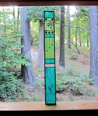 Handmade Teal STAINED GLASS Wedding Gift Sparkling Panel the perfect addition to your home or cottage decor...