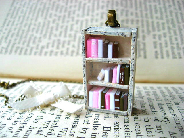 Shabby Chic Bookshelf Necklace - Book Jewelry by Coryographies (Made to Order)
