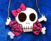 custom necklace - skull and hearts
