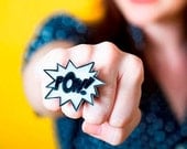 POW comic burst ring // white