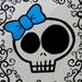 Skull girl with custom bow - 9 x 12 painting