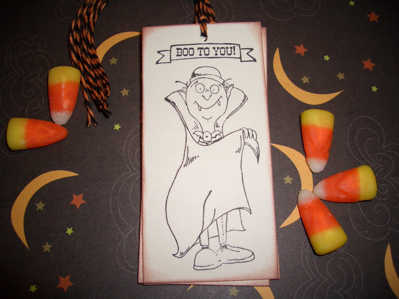 Halloween Gift Tags  -  Count Bites A Lot  - Vampire -Count Dracula - Handmade - Set of Six