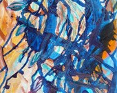 Original Painting, Contemporary Seascape, Abstract Blue Sea Slug Hurricane, Palette Knife Impasto STORM
