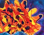 ORIGINAL Large Textured Painting Red Modern Abstract Art Yellow Palette Knife Art Huge
