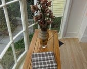Woven Merino Scarf in Rich Chocolate Brown, Taupe and White with Twisted Fringe