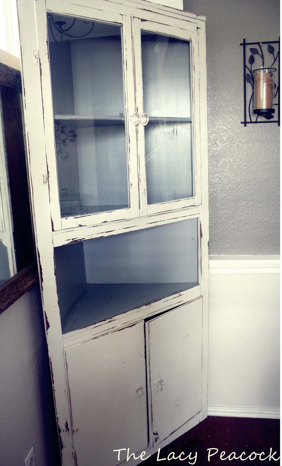 Handmade Vintage Corner Cabinet Shelf/Bar