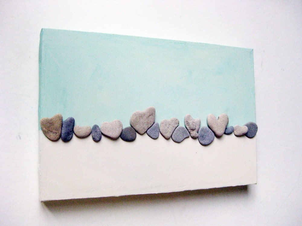 One Of A Kind Unique Wedding Gift - 3D Art Wall decoration - genuine Heart shaped Beach rocks