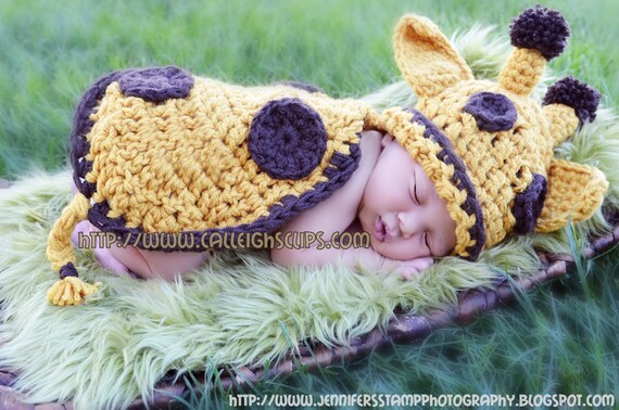 Instant Download Crochet Pattern - No. 11 -Goldie Giraffe- Cuddle Critter Cape Set - Newborn Photography Prop