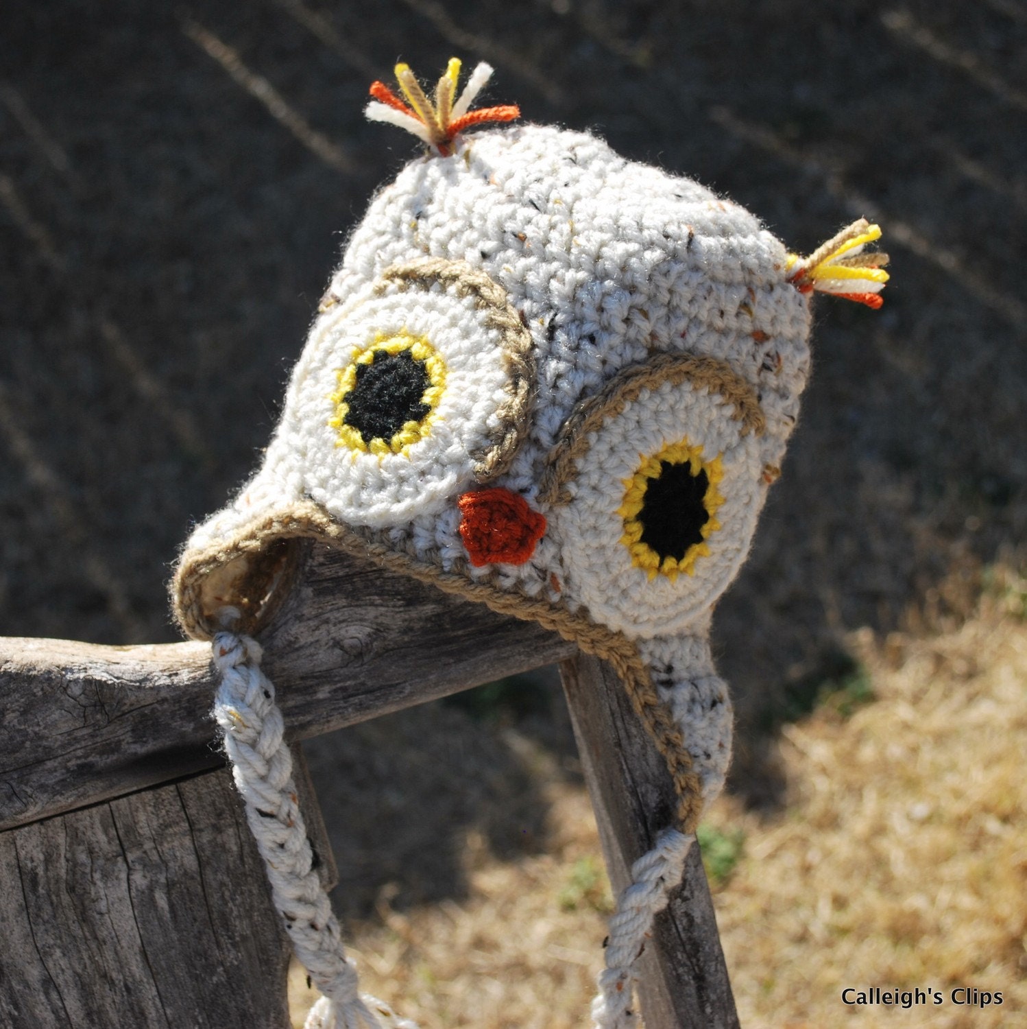 Snow Tweed Owl Earflap Hat - baby, toddler, kids sizes