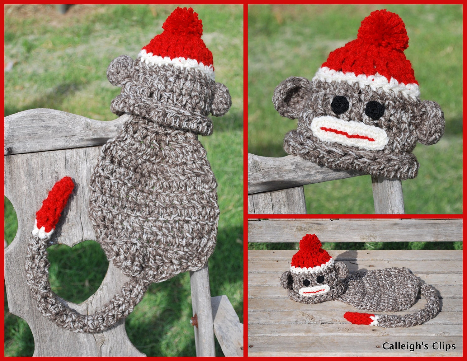 Instant Download Crochet Pattern - No 15 Sock Monkey- Cuddle Critter Cape Set  - Newborn Photography Prop