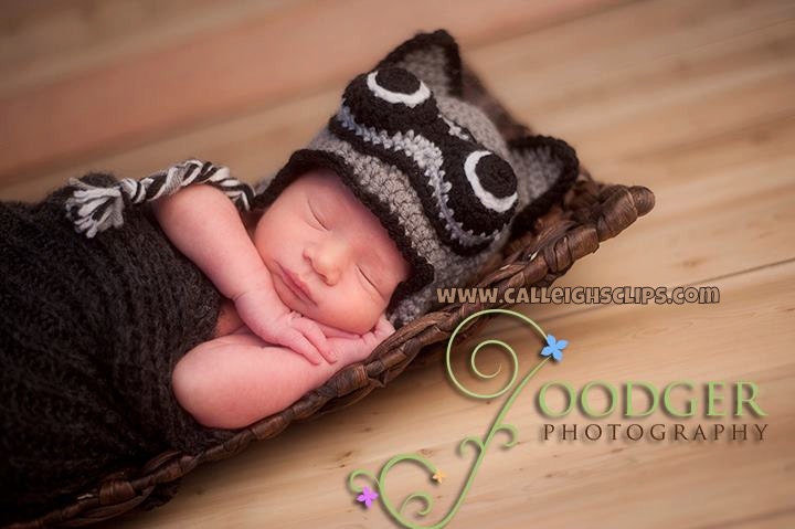 Raccoon earflap hat - infant, toddler, & kids