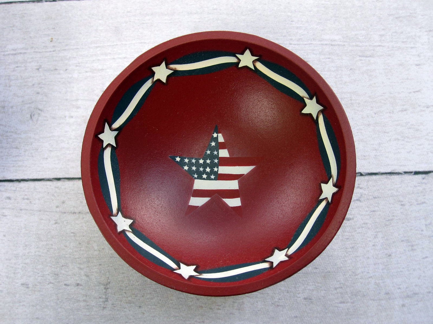 Vintage American Flag Bowls - Patriotic Red White and Blue