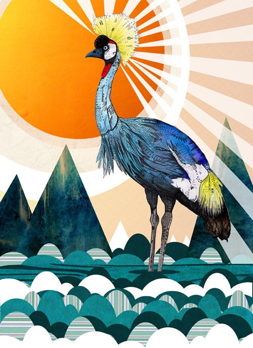 Crowned Crane // A5 print 5x8