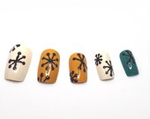 Acrylic Nails Mid Century Modern Multicolor