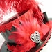 Mini Top Hat - Black Vinyl with Red Feathers and a Silver Heart