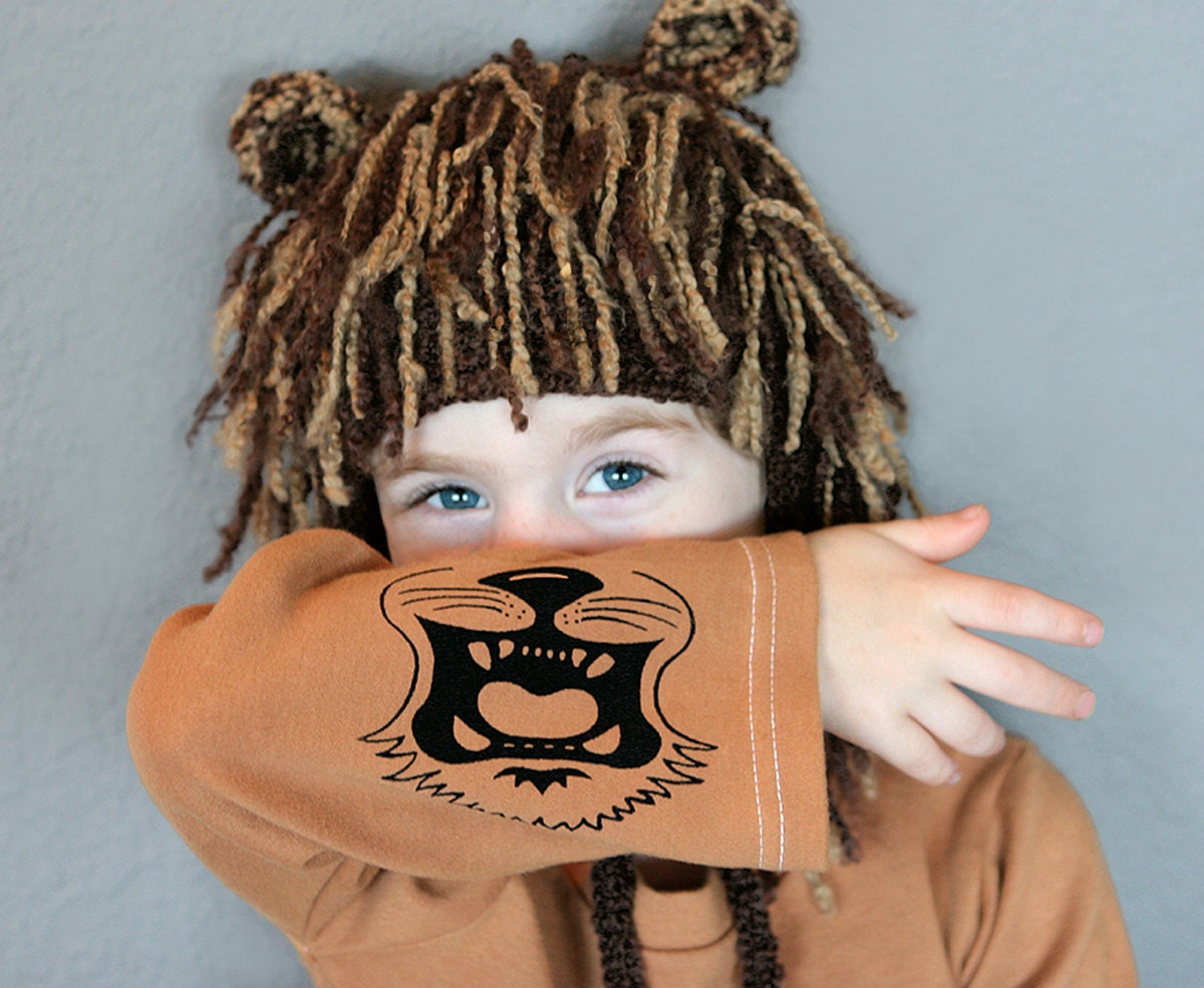 Boys Shirt Organic Cotton Sizes 2T 3T 4T Long Sleeve The Cuddle Loom. Lionhearted.