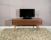 Media Cabinet / Console With Sliding Doors, Walnut