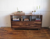 Bookcase Console With Mixed Walnut-Paneled Doors, Walnut