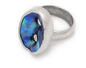 New Zealand Paua Hole and Sterling Silver Ring