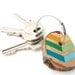 SUMMER SALE 20% OFF - Chevron rainbow colour keychain with warm brown pine wood and stainless steel cord