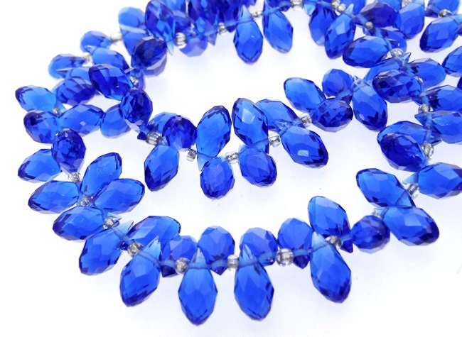 Super 100beads Blue Color Glass Crystal Faceted Elongated Drop Briolette Beads One strand