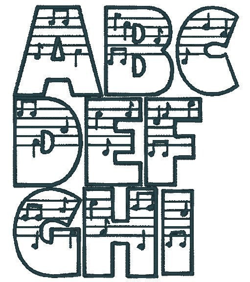 PES ONLY Amadeus Music Font Machine Embroidery Monogram Set 4x4 Hoop