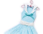 Flirty Sailor Paper Fashion Dress in Aqua Caribbean Style