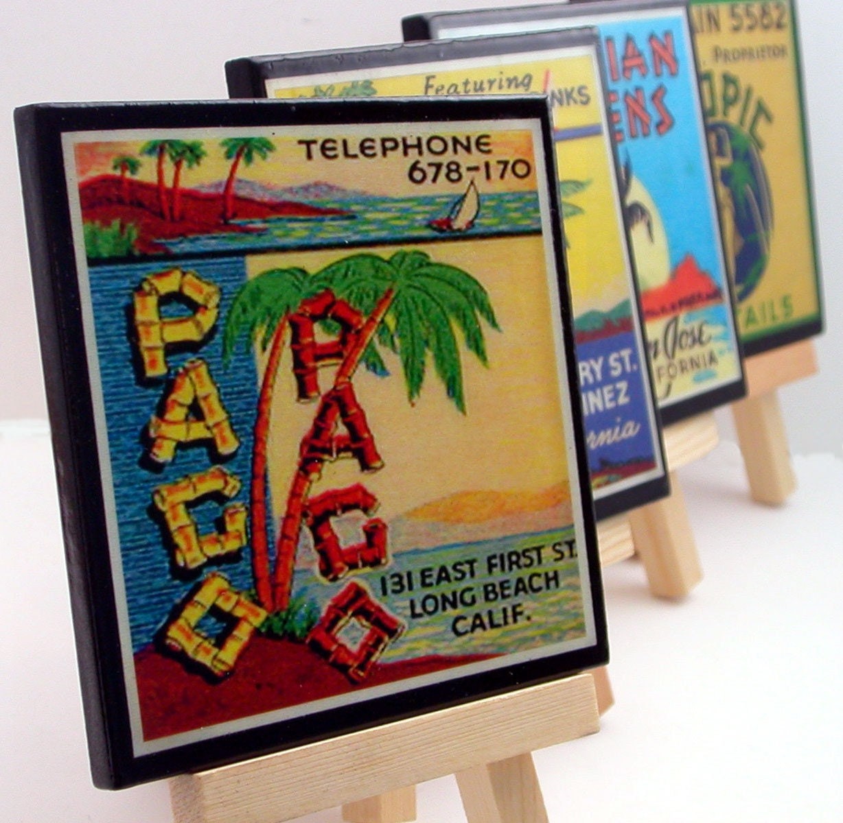 Tiki Coaster Set Tiki Bar Decor Wood Coaster Set Retro Tiki Lounge Decor