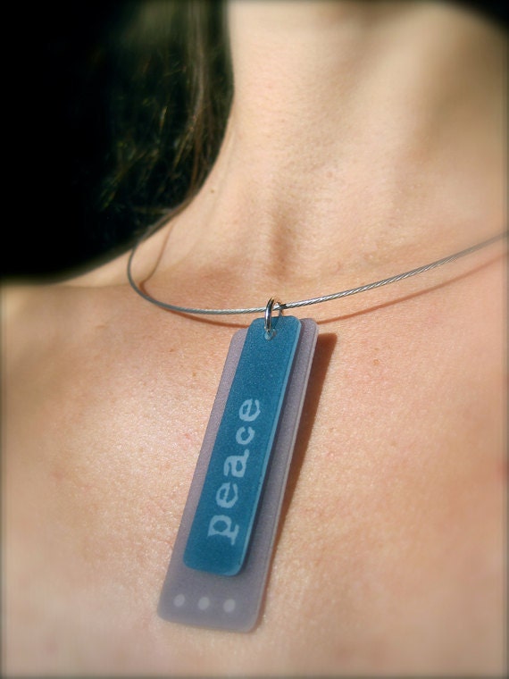 take a hike pendant  - green brown plastic - shrinky dink jewelry