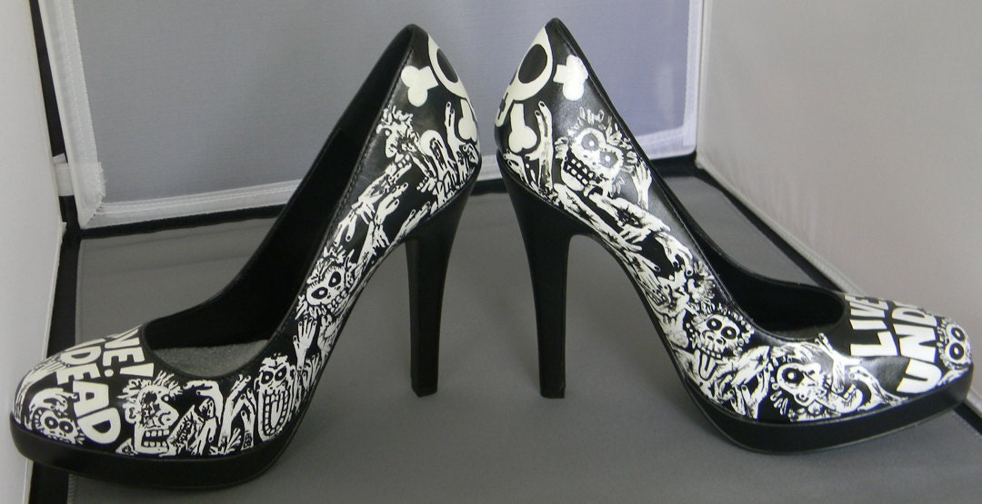 zombies attack hand painted shoes