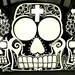 day of the dead white sugar skulls hand painted black patent bag