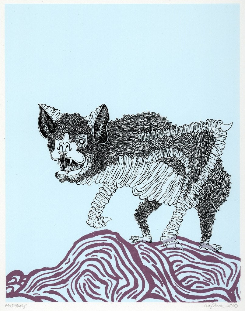 Bat Illustration Screenprint 11x14
