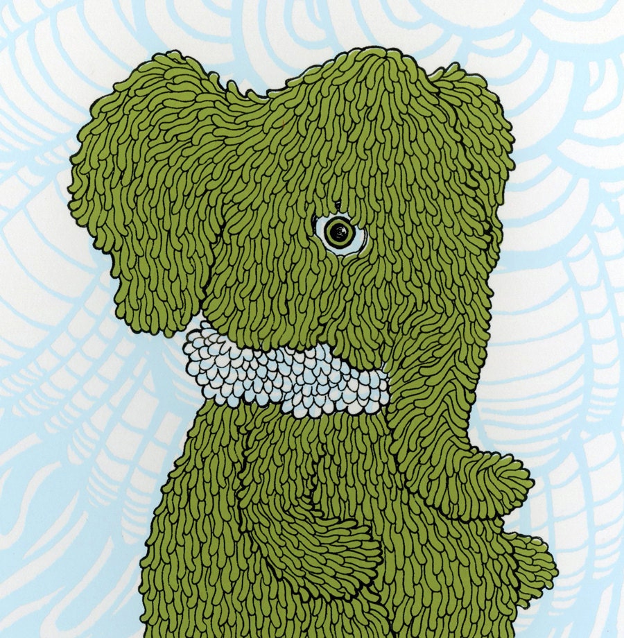 Baby Elephant Screenprint 8x10
