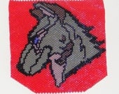 Red Wolf Beaded Mini-Tapestry