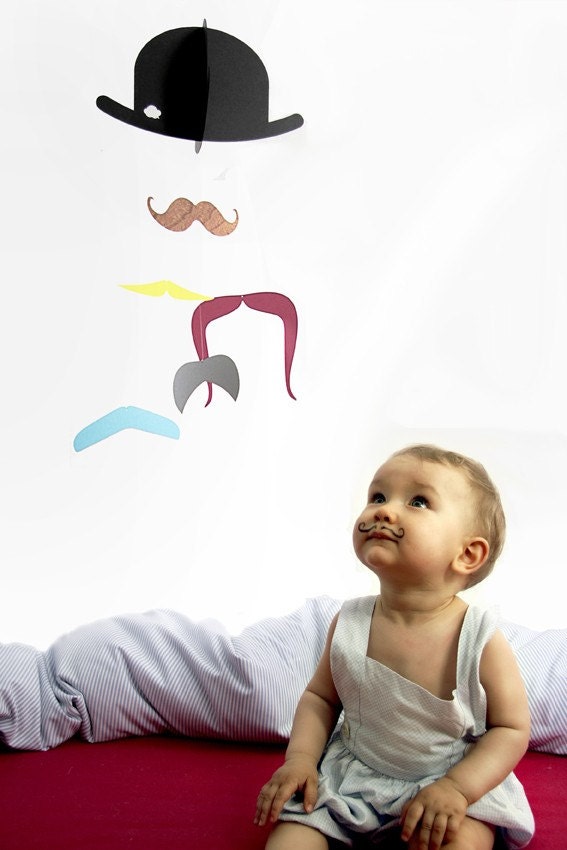 Mr. Moustache baby mobile