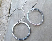 Silver Hoop Earrings Fine Silver Hammered Hoops Handmade Jewelry Dangle Earrings