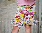 Girls Ruffle Shorts in bright florals
