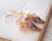 Sunset Skies-- Cultured pearl drops, quartz, swarovski crystal