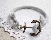 SALE--Summer Bracelet No.41-- Light stormy grey and Antiqued bronze anchor clasp