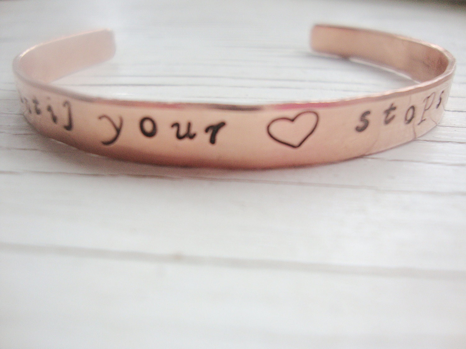 CUSTOM MADE handstamped copper bangle cuff bracelet