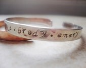 Personalized name silver handstamped cuff bracelet
