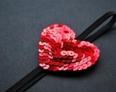 Red Sequined Heart Headband