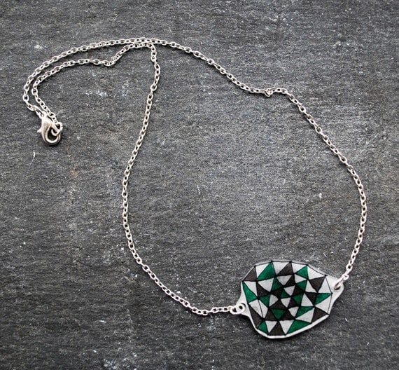 Green & Black Geometric Necklace