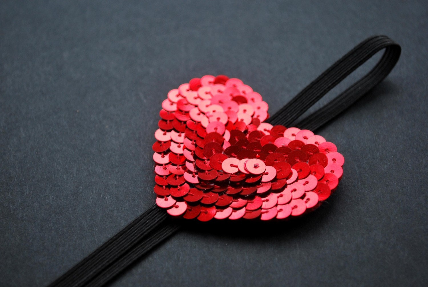 Red Sequined Heart Headband