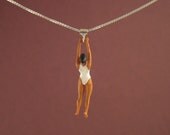 Sterling Silver Necklace with Miniature, "HANG ON"