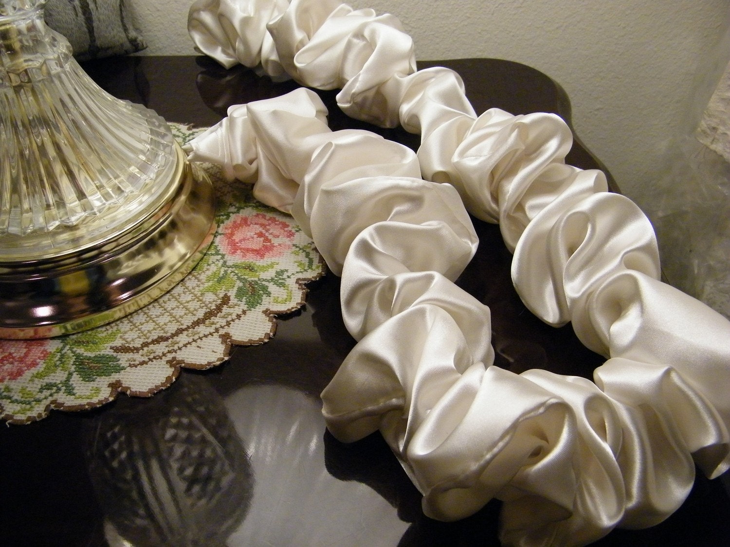 Cord Cover Satin Ivory Cream 15 feet 6 inches  Velcro ends