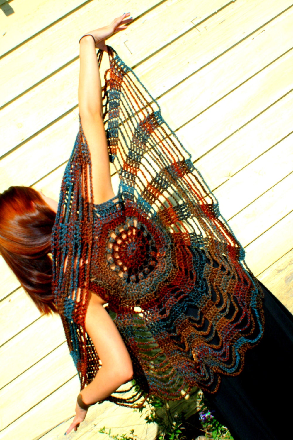 Earth Child Crochet Spider Web / Circle Vest / Bohemian / Hippie Vest