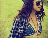 Earth Tone Crochet Bikini with Fringe / Blue Ombre / Tribal / Festival Top